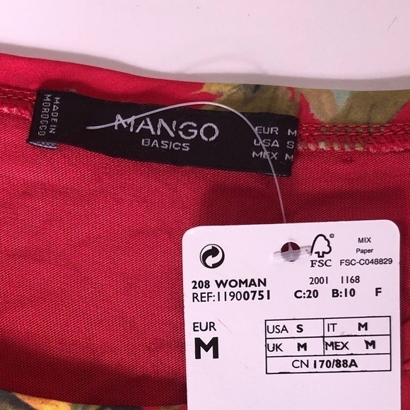 Mango Seasonal Style Soft Comfy Floral Red Relaxed Chic Top Raglan Sleeve Blouse - Picture 4 of 5